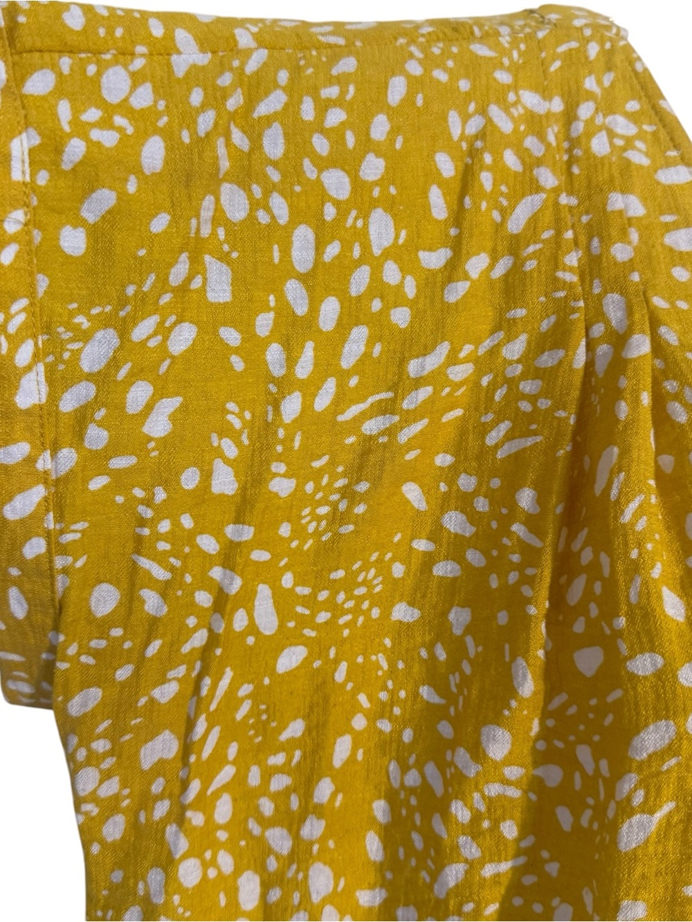 VERA WANG Simply Vera  Yellow White Speckled V-Neck Cap Sleeve Top  MEDIUM    #M - Picture 4 of 9